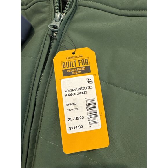 Carhartt Boys’ Montana Insulated Hooded Jacket Green NWT Size XL 18/20 MSRP $115 - Picture 6 of 6